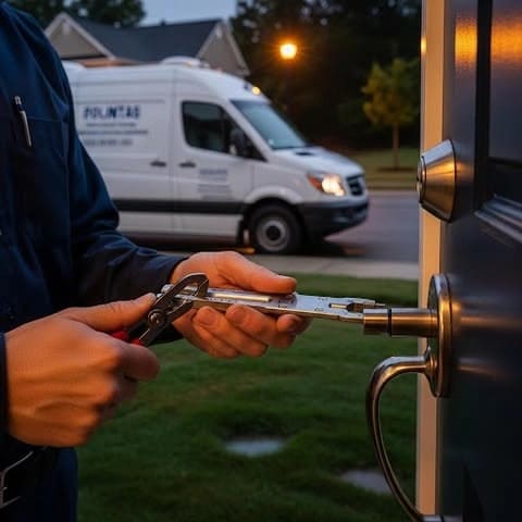 Locksmith van at night after a break-in | Vauxhall Locksmiths