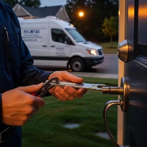 Locksmith van at night after a break-in | Vauxhall Locksmiths
